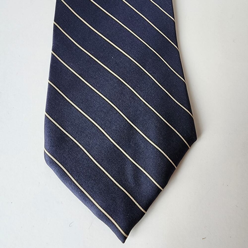 Vintage Jsaco Isaco Silk Tie Blue Striped Mens Necktie Made In Italy 3.25"x60"
